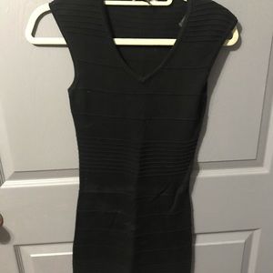 Black Ribbed Bodycon Dress